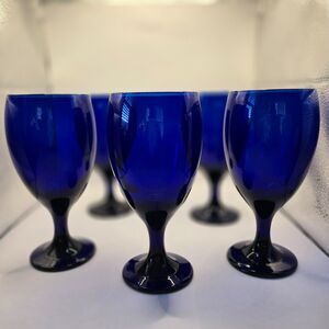 Set of 5 Libbey Premier Cobalt Iced Tea Goblet Beverage Glasses
